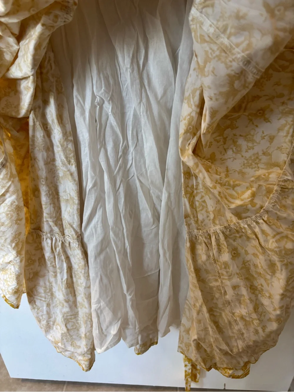 Aqua Women Yellow Floral Off Shoulder Cotton Bubble Sleeves Maxi Dress Size XS